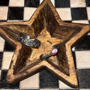 Authentic stamped/signed Pink Mohave cuff and faux silver embossed cuff